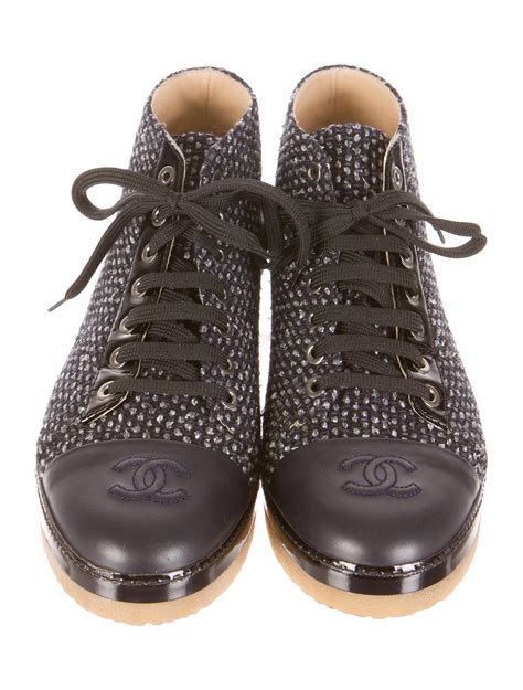 chanel tweed slippers|Chanel high top sneakers 2021.